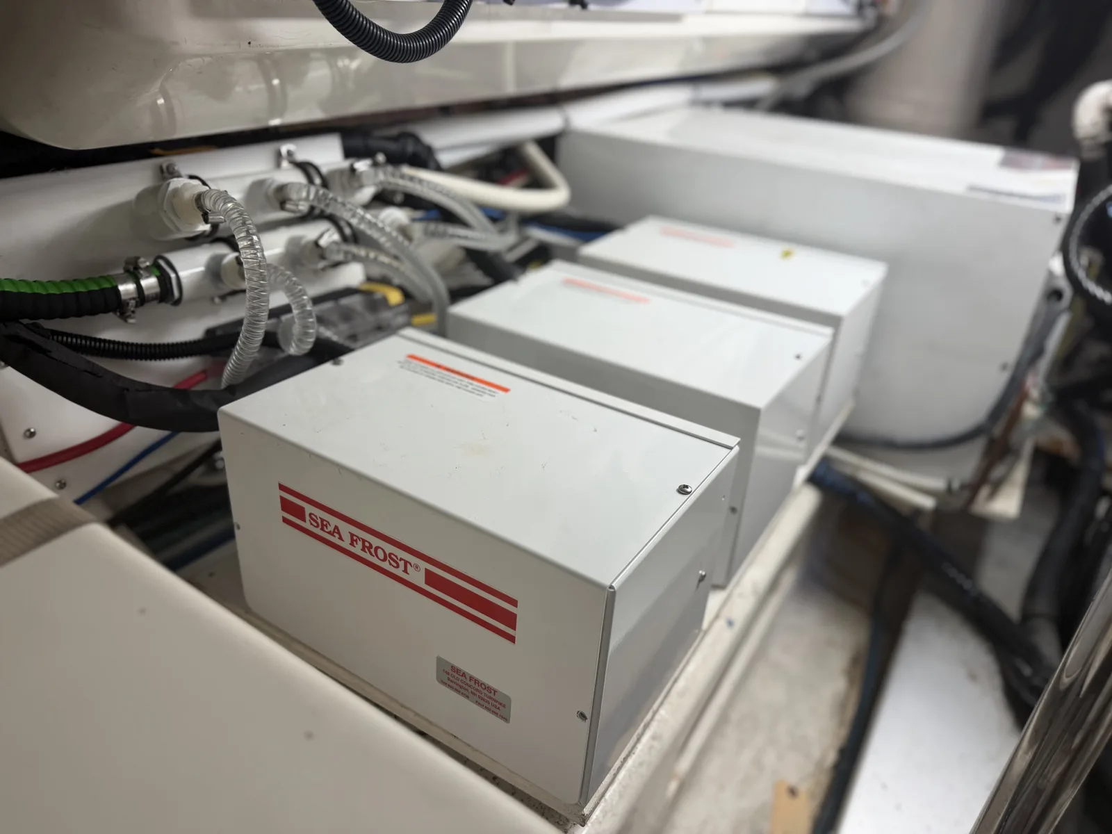 Sea Frost compressor unit installed in a clean machinery space